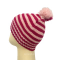 Kinder Baby Kinder Herbst Winter Warme Gestrickte Streifen Druck POM POM Caps Beanie Hut (HW625)